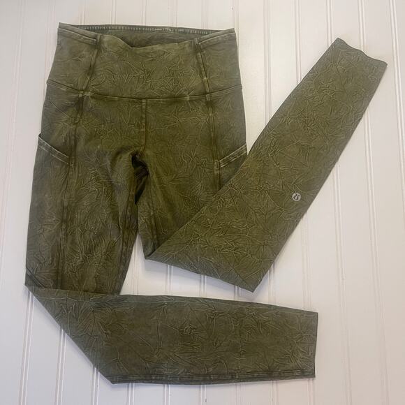 Lululemon Fast and Free High Rise Tight Leggings Ice Wash Moss Green Womens 4 - Picture 2 of 9